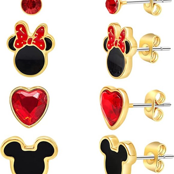 Disney Mickey and Minnie Mouse Fashion Stud Earring Set - 3/4/5 Pairs Per Set